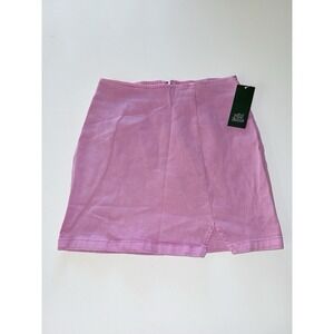 Wild Fable Pink Mini Skirt Size 0 Cotton Blend Stretch Slit Hem Casual NWT‎